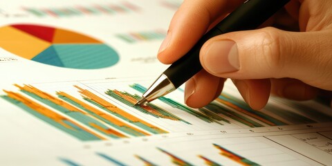 A person reviewing data charts and graphs during a planning session.
