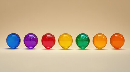Naklejka premium Colorful Glass Marbles on Neutral Background