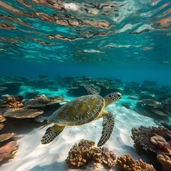 sea turtle swimming