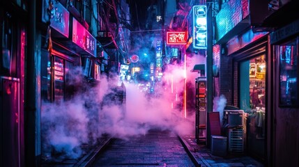 Neon Nights: A Cyberpunk Alley in Seoul