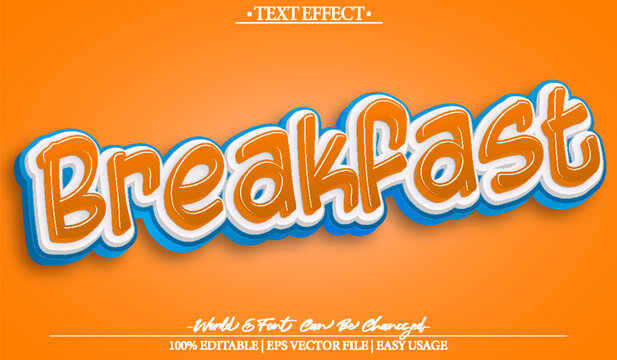 Breakfast Vector Text Effect Editable Alphabet Bkery Bread Egg Meal - Powered by Adobe