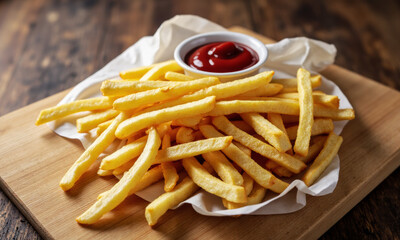 French Fries with Ketchup and Mayonnaise