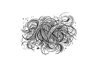 Fototapeta premium Hair Litter Hand Drawn Sketch Illustration Vector Isolated