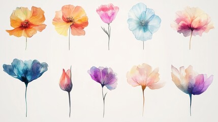 Obraz premium Serene Watercolor Floral Artistry with Vibrant Petals and Organic Flow