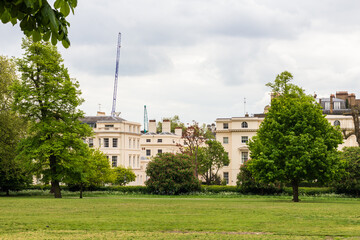 Elegant Row of Buildings in Leafy Hampstead Heath, London Park Scene