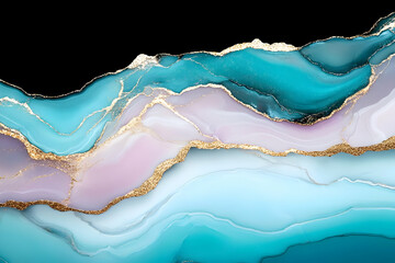 Abstract Teal Gold Marble Background