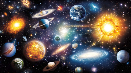 A bright cosmic view where space-time is compressed and stretched, creating visually stunning patterns of light beams and energy, representing time travel and manipulation, with no humans involved 