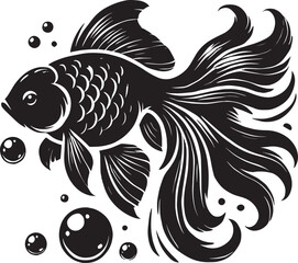 Fototapeta premium Beautiful Gold fish vector illustration silhouette isolated on white background