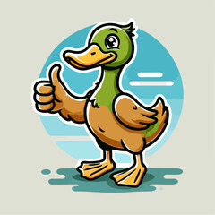 cartoon duck with a blue background