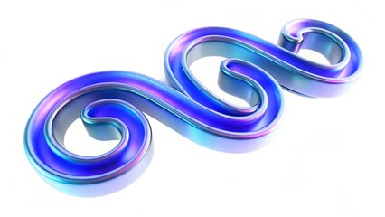 Fototapeta premium Iridescent abstract fluid shape transparent image. Vibrant flowing form in metallic shades, isolated cutout 3d render. Futuristic digital sculpture, cut-out clipart design, modern glossy artwork