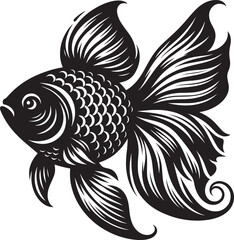 Fototapeta premium Beautiful Gold fish vector illustration silhouette isolated on white background