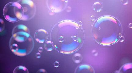 abstract purple wallpaper with close up soap bubbles