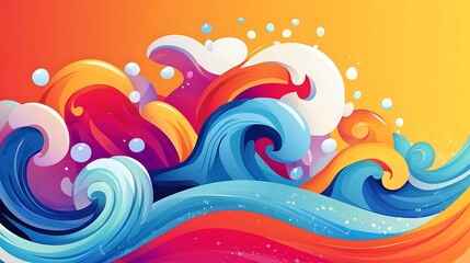 Vibrant Colorful Abstract Waves Design Illustration