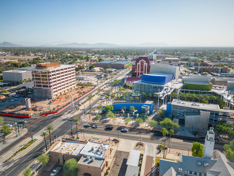 Drone View of Downtown Mesa, Arizona