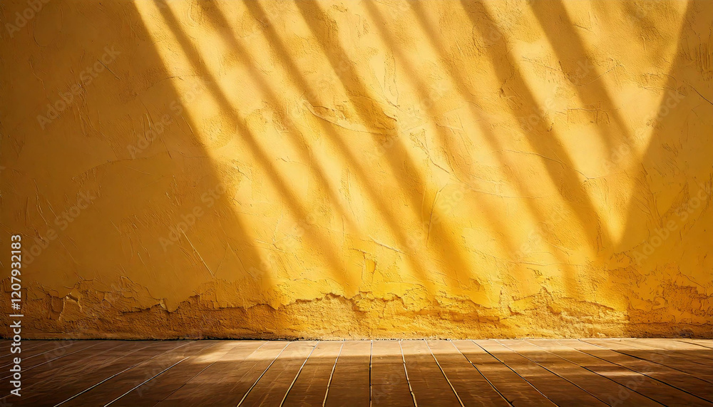 Wall mural abstract yellow color gradient studio background for product presentation. empty room wall and floor