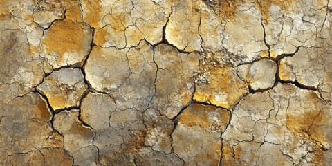 Fototapeta premium Dry Cracked Earth Texture Close Up in Desert Landscape