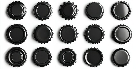 Bottle caps set elements monochrome
