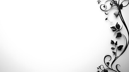 Obraz premium Elegant Black Floral Design On White Background