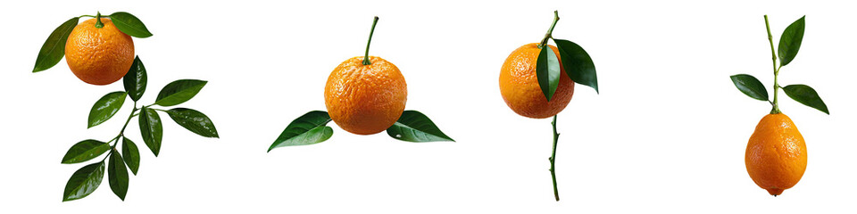 Oranges with Leaves &ndash; Citrus Fruit Set &ndash; Isolated on White