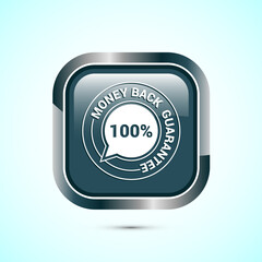 Money back guarantee icon design illustration. Money back guarantee badge and label. Gray color square button design