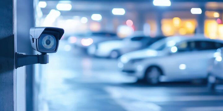 car park barrier with recoding CCTV camera, automatic entry system.