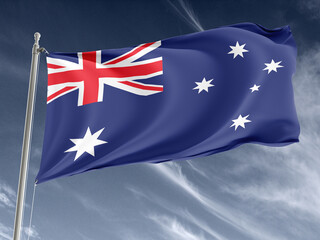 Australia Flag On Blue Sky Background