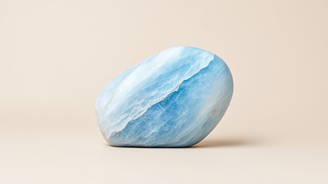 Celestial Blue Celestite: A smooth, polished celestite stone in a calming, blue hue, with a delicate, swirling pattern on its surface, reminiscent of a tranquil sky or the ocean's depths.