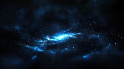 Obraz premium A vibrant swirl of blue and white light shines brightly against the deep darkness of space, showcasing the beauty of a distant galaxy filled with stars