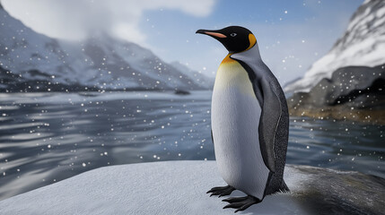 Fototapeta premium A penguin in a beautiful background location.