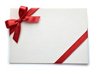 blank card with red ribbon