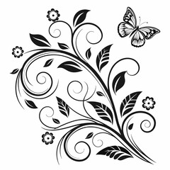 black and white floral background