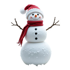 Festive Snowman with Santa Hat and Red Scarf: A Winter Delight