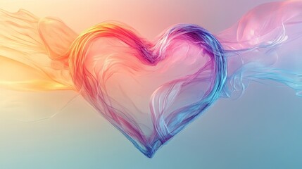 Obraz premium A simple heart made of thin lines, soft gradient background, modern and minimalist design