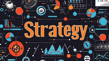 Obraz premium A colorful image of a strategy with a compass and a mountain