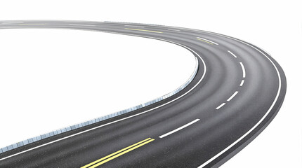 Asphalt Highway With Sharp Right Turn PNG Transparent Isolated Background