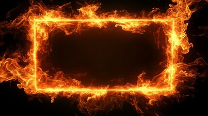 Vivid Flames Dancing Against a Deep Black Background Creating a Striking Contrast and Dramatic Mood