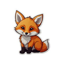 Obraz premium Adorable Cartoon Fox Illustration – Cute Orange Animal Mascot for Stickers, Prints, and Creative Designs