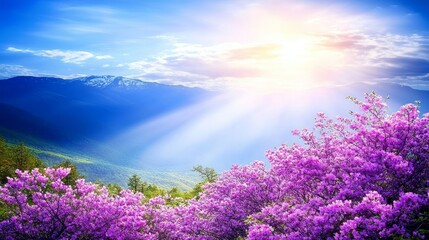 Fototapeta premium Mountain Springtime Bloom Azaleas in Majestic Scenery