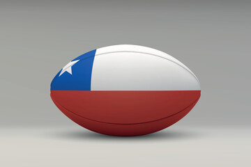 Naklejka premium Chile Rugby Ball with National Flag Design