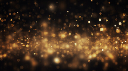 Elegant Dark Gold and Black Glitter Vintage Lights Background, Soft Focus Ambiance.