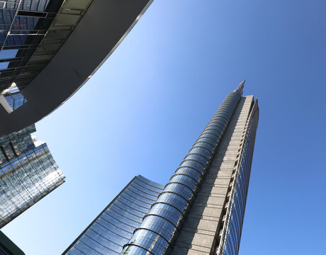 Milan, MI, Italy - November 2, 2024: modern skyscraper headquarter of Unicredit Bank