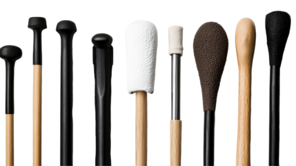 A collection of various brush tips for artistic painting and drawing applications. transparent background