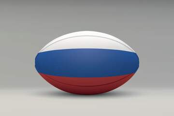 Naklejka premium Russia Rugby Ball with National Flag Design