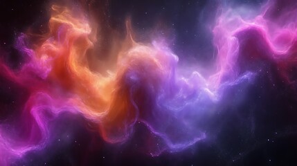 Cosmic Nebula Swirls Orange Purple Hues Space