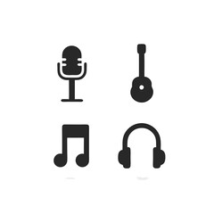 Flat Vector Icons for Songs and Music Notes
