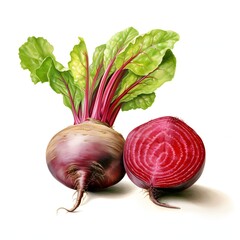 Beet Whole And Half clipart. Isolated Watercolor Element illustration. Detailed illustration