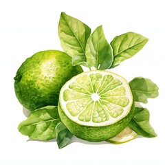 Bergamot clipart. Watercolor illustration. Detailed illustration