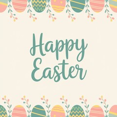 Border of Easter Eggs with Happy Easter Greeting