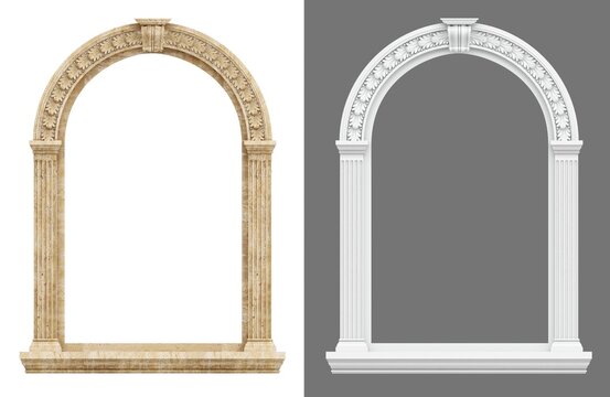 Set of classic arch window frames