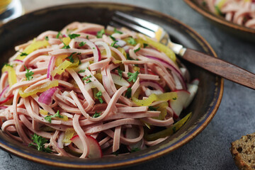 Traditional German dish - Wurst salad	